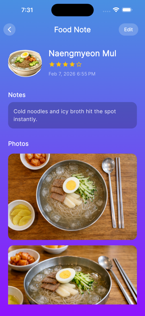 K-Food Quest food discovery screen