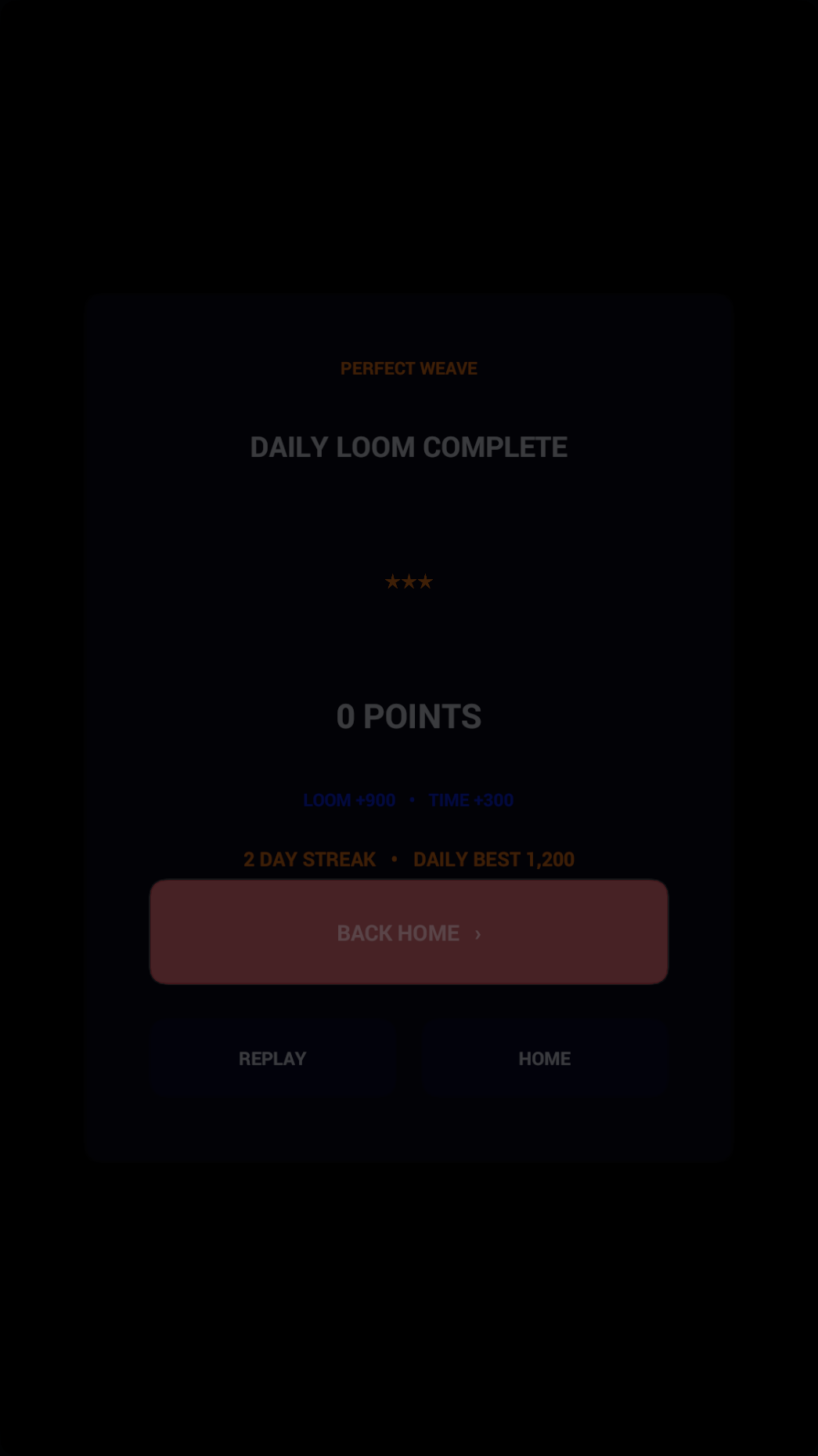 Ribbon game result screen